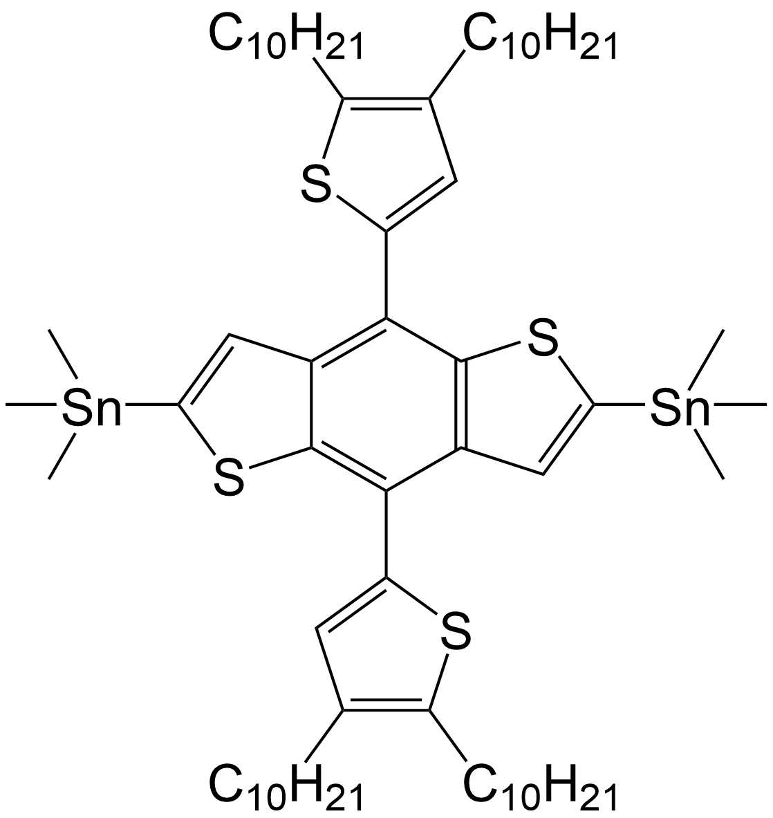 (4,8-双(2-(4,5-二癸基)噻吩)苯并[1,2-B:4,5-B']二噻吩-2,6-双基)双(三甲基锡)/1307899-54-2